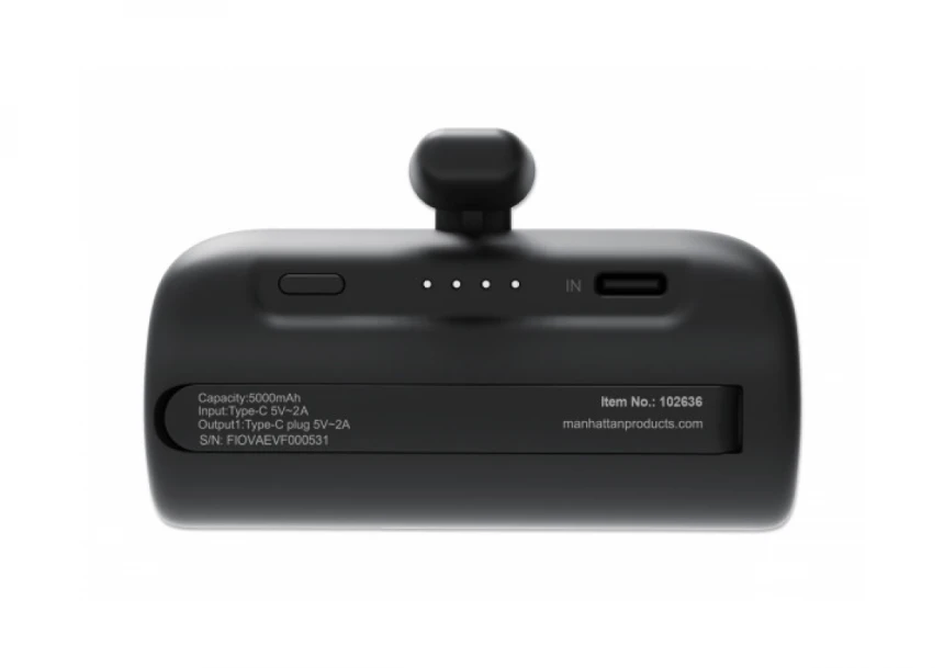 Powerbank Manhattan 1026336 5000mAh 10W/Black/USB-C