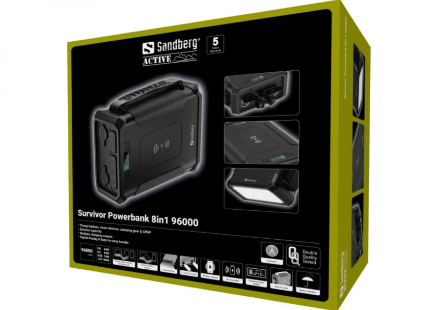 Powerbank Sandberg SURVIVOR USB-C/A/PD/DC 12V 420-78 96000mAh PD60W