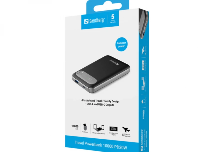 Powerbank Sandberg Travel USB-C 421-16 10000mAh PD20W