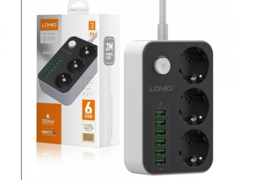 Produžni kabl LDNIO SE3631 3xšuko/6xUSB/...