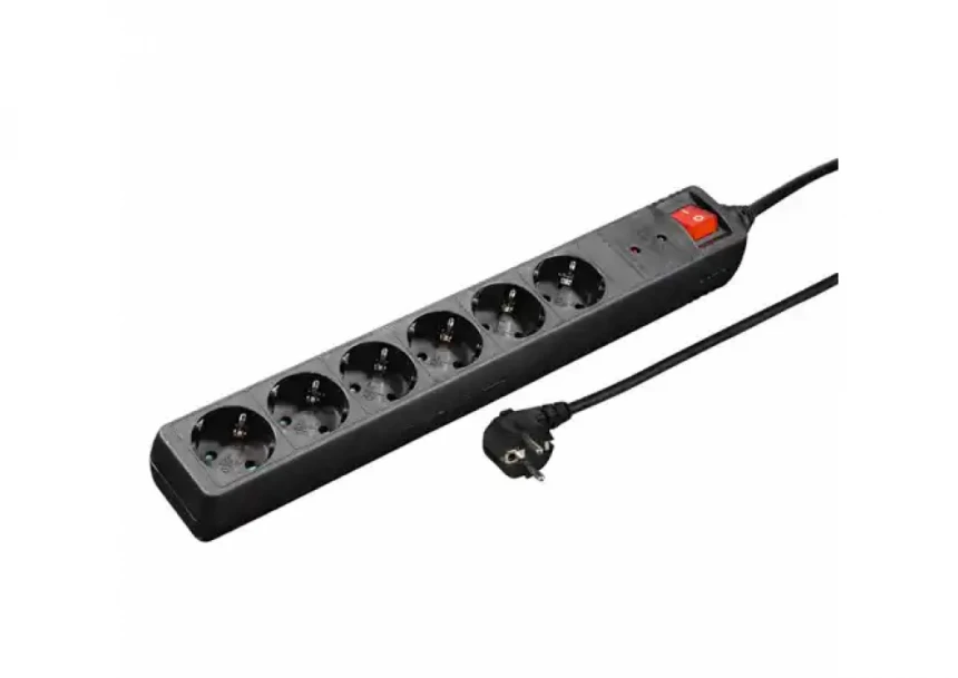 Produžni kabl sa prenaponskom zaštitom Hama 6 utičnica sa zaštitom 1.4m (Crn) - 47779