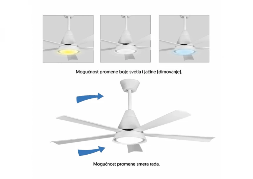 PROSTO plafonski ventilator sa LED svetlom 132cm