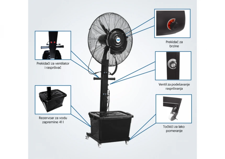PROSTO ventilator sa raspršivačem 41 l