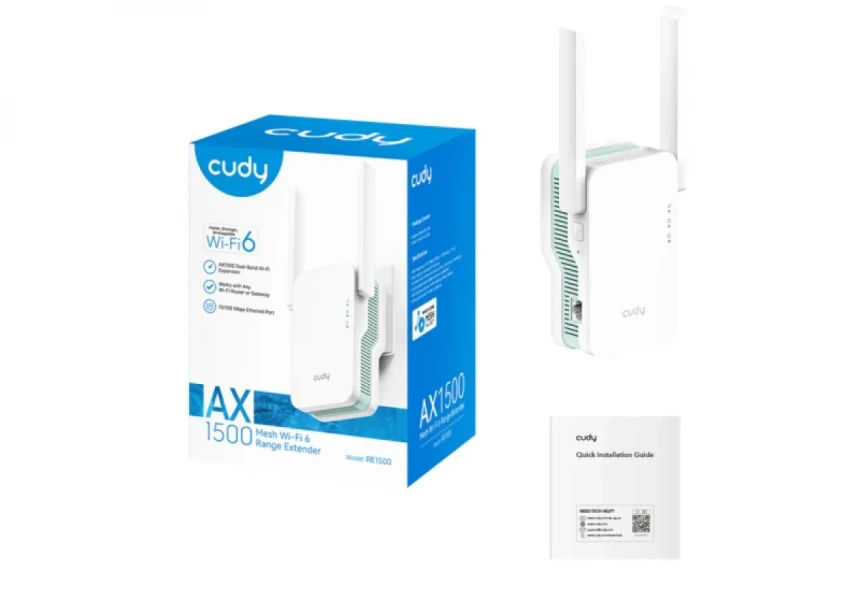 Range Extender Cudy RE1500/AX1500/WiFI 6/2.4+5GHz/Mesh/1500Mbps