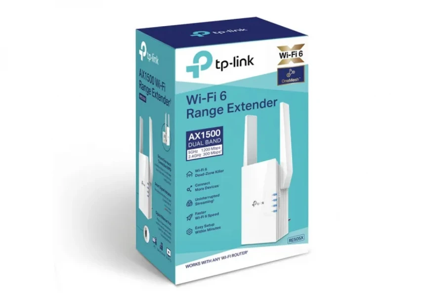 Range Extender TP-Link RE505X Wi-Fi/AX1500/1200Mbps/300Mbps/GLAN/Mesh/2 eksterne antene