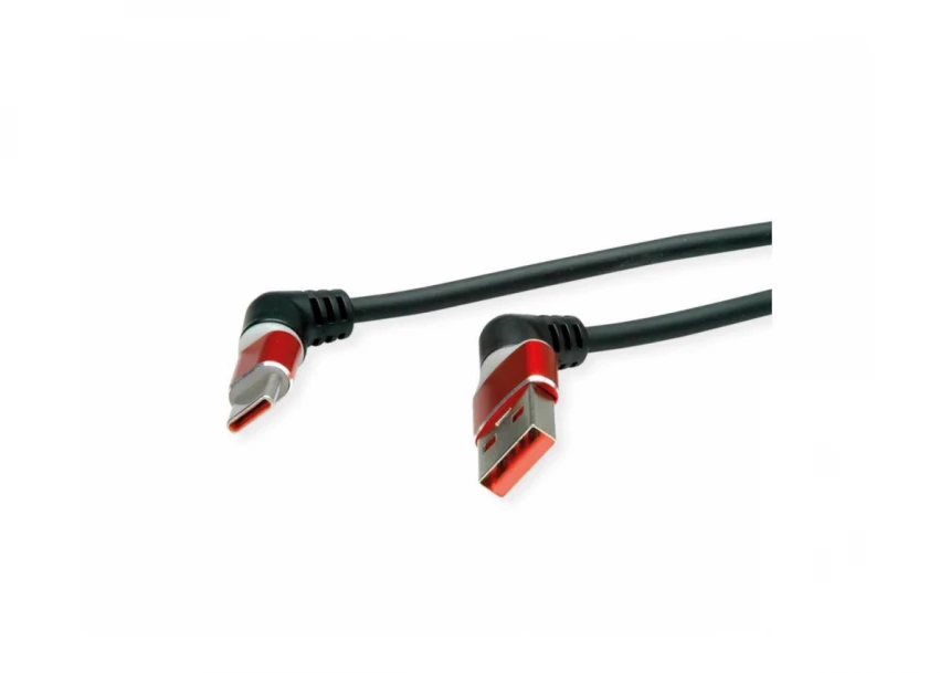ROLINE 360° Rotation USB 2.0 Cable, Type C - A, M/M, 60W, Red Black, 2 m