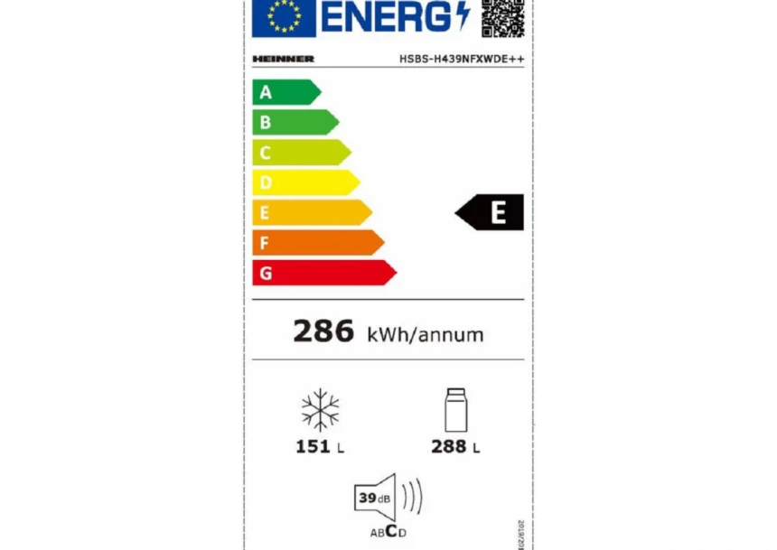 SBS frižider HEINNER  HSBS-H439NFXWDE++ 439l/NoFrost/90x177/inverter/Inox