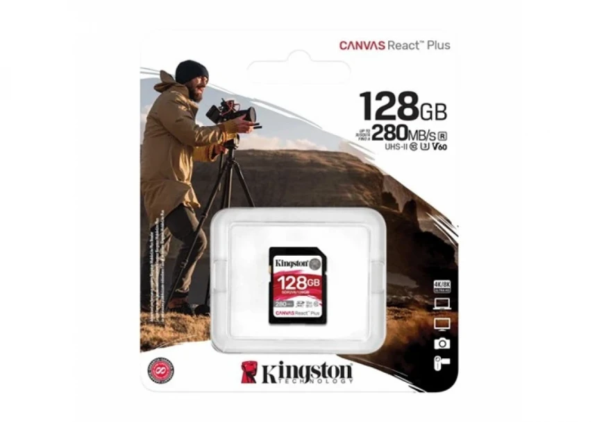 SD Card 128GB Kingston SDR2V6/128GB class 10 HD/2K/4K 280Mbs/100MBs