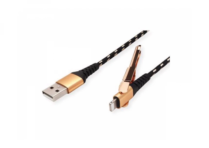 Secomp Roline GOLD Lightning to USB Cable for iPhone, iPod, iPad, with Smartphone support function, 1 m