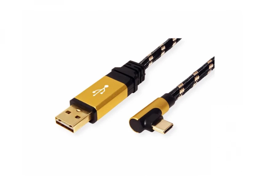 Secomp Roline Gold USB2.0 Reversibile type C - A, pod uglom 90, M/M 3.0m