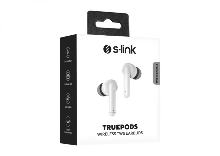 Slušalice sa mikrofonom S-Link TruePods TWS IPX4 Bluetooth bele