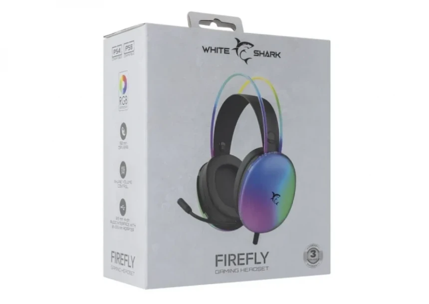 Slušalice sa mikrofonom White Shark FIREFLY 50mm/Multiplatform/RGB/Crna