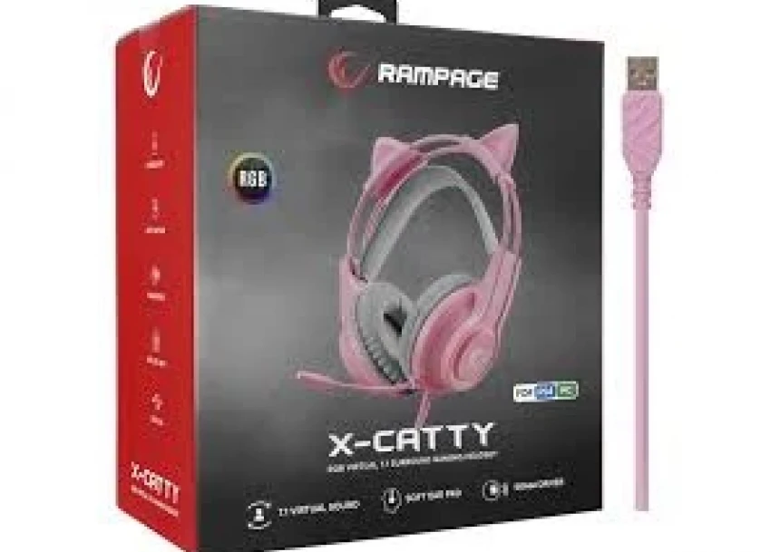 Slušalice žične gaming Rampage RM-K91 X-CATTY 7.1 RGB roze 36032