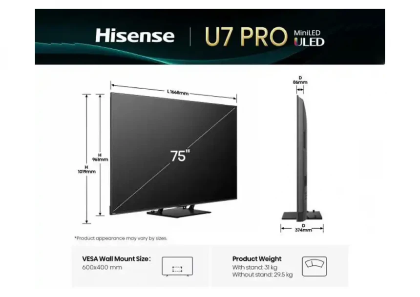 SMART ULED TV 75 Hisense 75U7Q PRO 3840x2160/UHD/4K/DVB-T2/S2/C