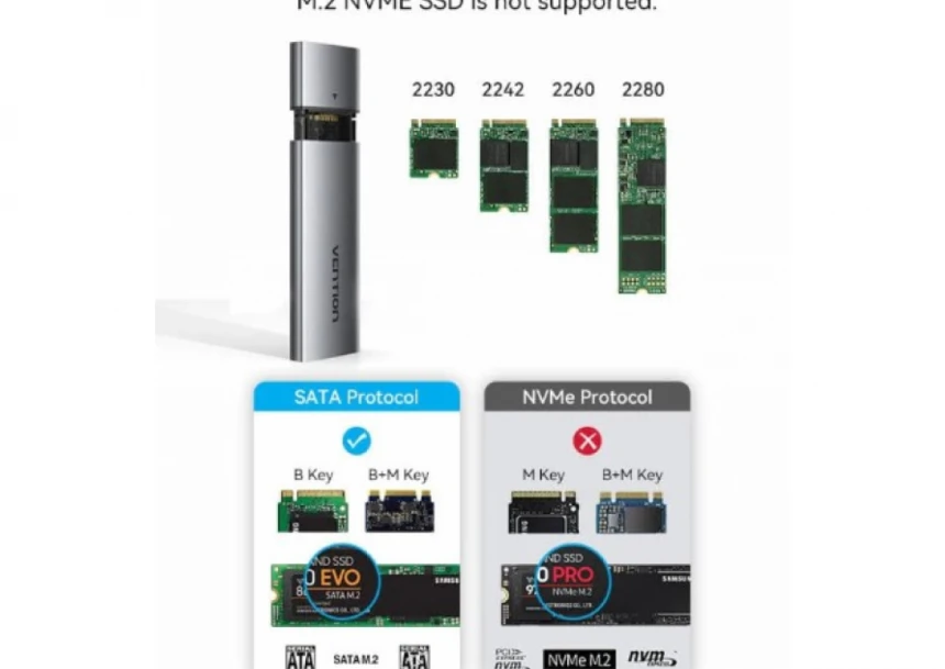 SSD Rack Vention KPEH0 M.2 NGFF USB-C 3.1 Aluminium