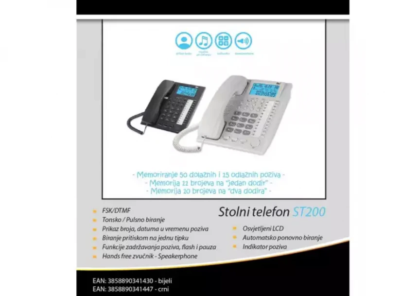 Stoni telefon MeanIt ST200 Crni