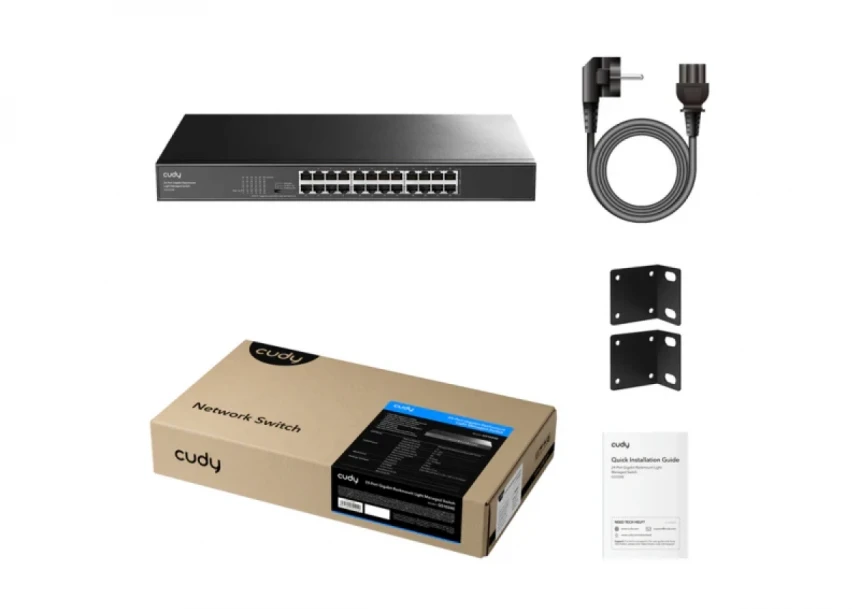 Svič 10/100/1000 24-port Cudy GS1024E Rackmount Light Managed