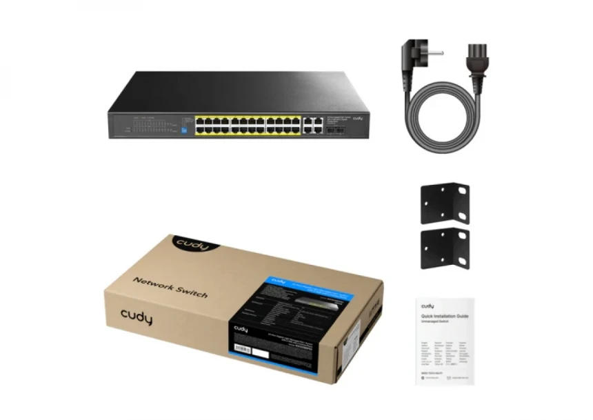 Svič 10/100/1000 24-port Cudy GS1028EPS2 Light Managed PoE+ sa 2x SFP 200W
