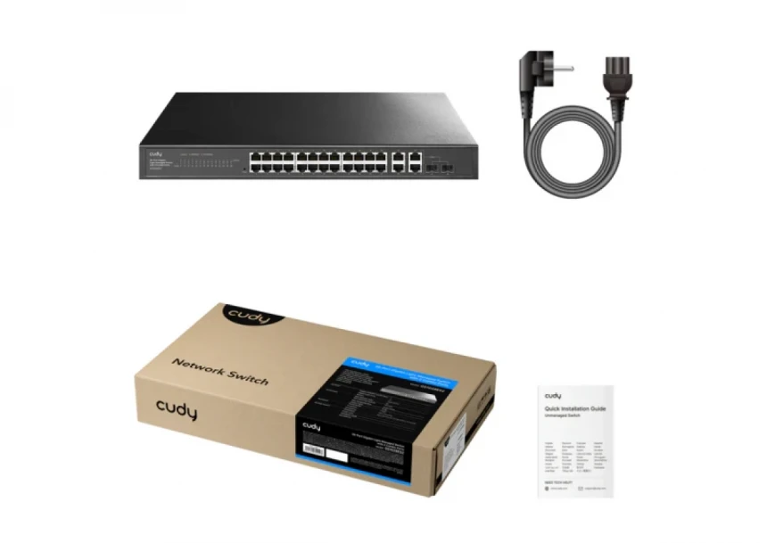 Svič 10/100/1000 26-port Cudy GS1028ES2 Light Managed PoE+ sa 2x combo porta