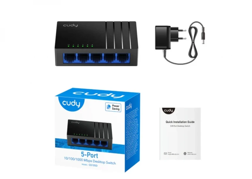 Svič 10/100/1000 5-port Cudy GS105P/ 4 PoE+ port 36W