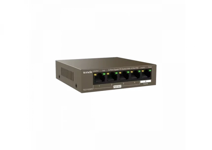 Svič 10/100/1000 5-Port PSE i PD Tenda TEG1105PD/4-Port PoE OUT/1-Port PoE IN