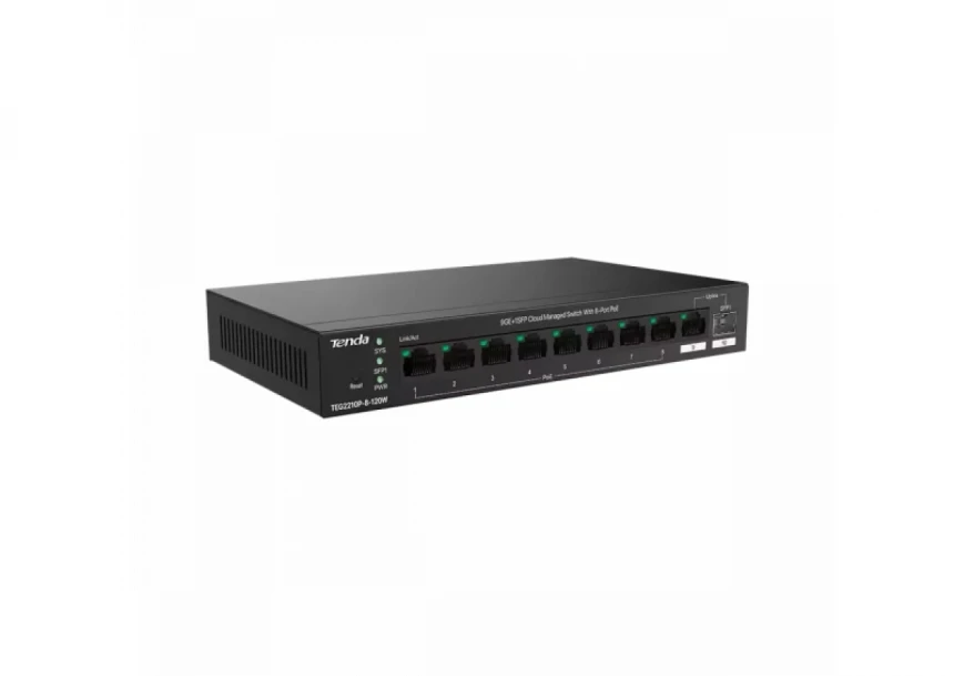 Svič 10/100/1000 9-port + 1SFP Tenda TEG2210P-8-120W/8-Port PoE