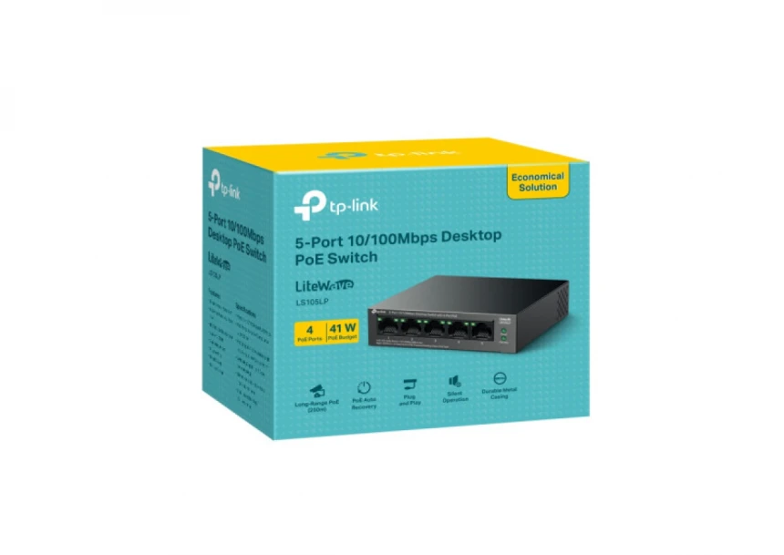 Switch TP-LINK LS105LP 5port 10/100/1000Mbps/4-PoE metalno kućište