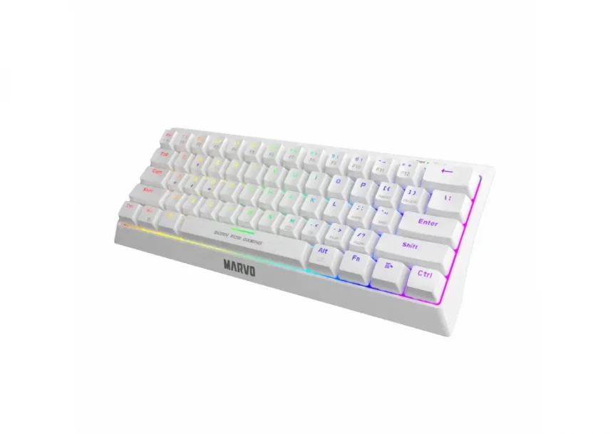 Tastatura Marvo Hecate 61R KG962 mehanička, crveni svičevi, pozadinsko osvetljenje bela