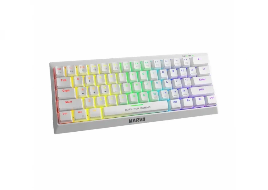 Tastatura Marvo Hecate 61R KG962 mehanička, crveni svičevi, pozadinsko osvetljenje bela