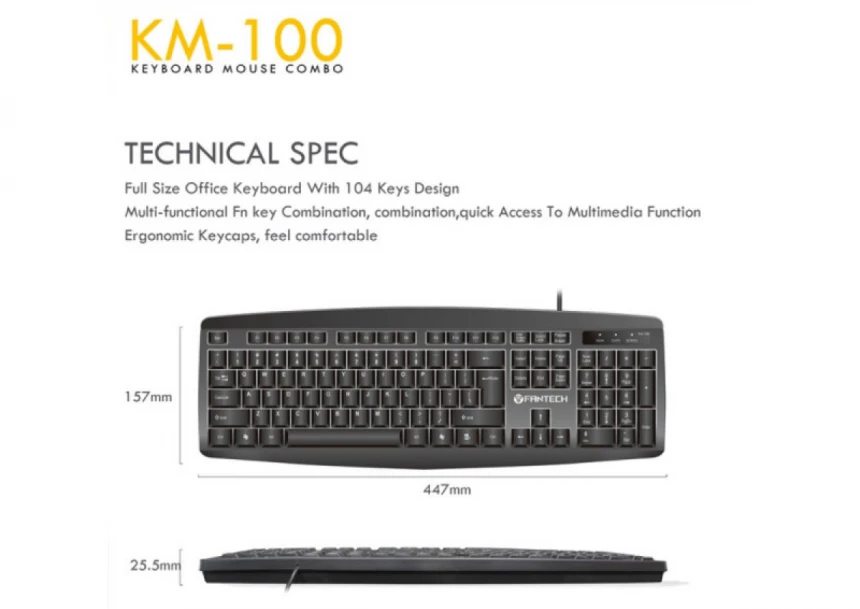 Tastatura + Mis USB Logitech Fantech GO KM-100 US crna