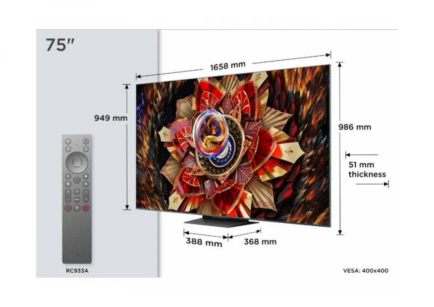 Televizor TCL 75C9K/MiniLED-QLED/75"/4K ...
