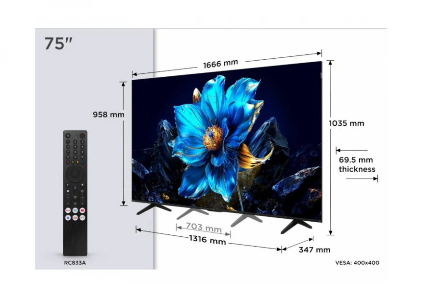 Televizor TCL 75P7K/QLED/75"/4K UHD/60Hz...