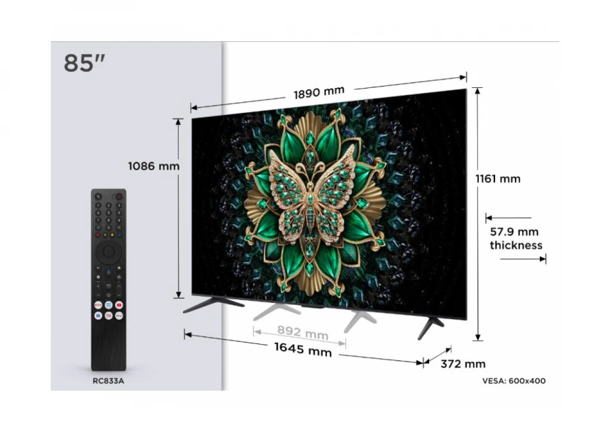 Televizor TCL 85C6K/MiniLED-QLED/85"/4K ...
