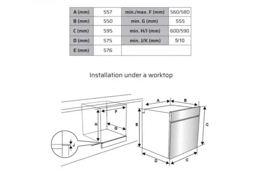Ugradna rerna Vox EBM 2110 W ventilatorska/zapremina 65l