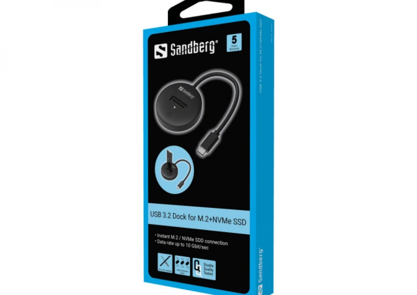 USB 3.2 Dock Sandberg za M.2+NVMe SSD 136-47
