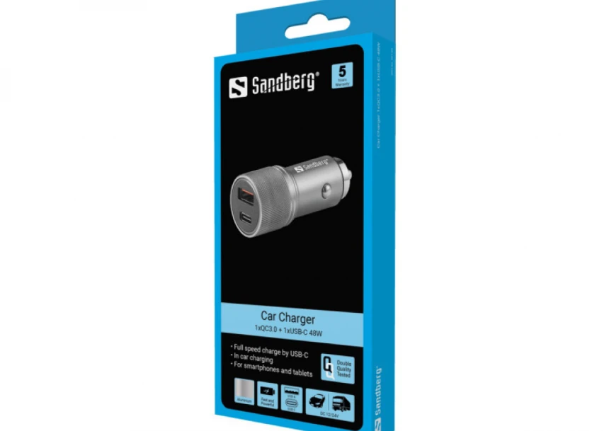 USB auto punjač Sandberg USB/USB-C 48W 441-50