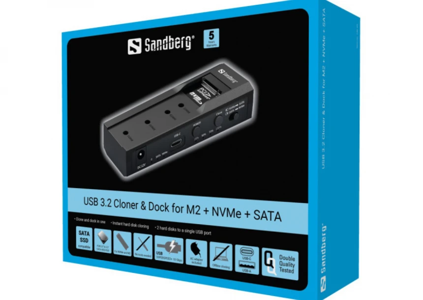 USB Docking Sandberg M2 + NVMe + SATA 136-49
