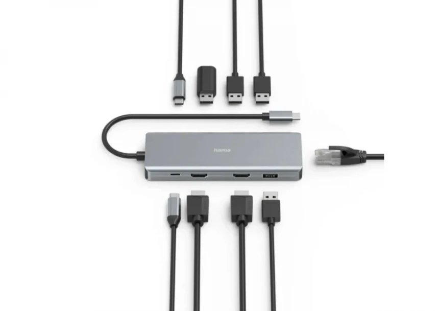 USB Hub 9 porta Hama/2 x HDMI/USB-A/USB-/ LAN/RJ-45