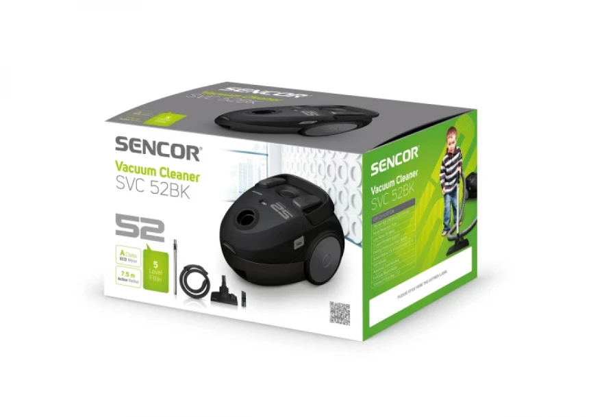Usisivač Sencor sa kesom SVC 52BK-EUE3/zapremina 1.5L/snaga 700W/crna