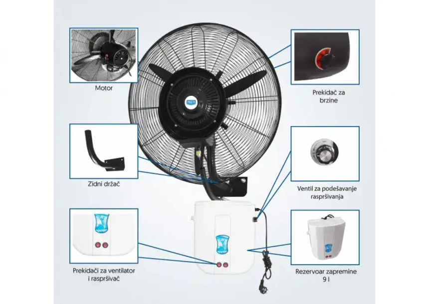 Ventilator sa raspršivačem vodeProsto MSF 2608 C, zidni