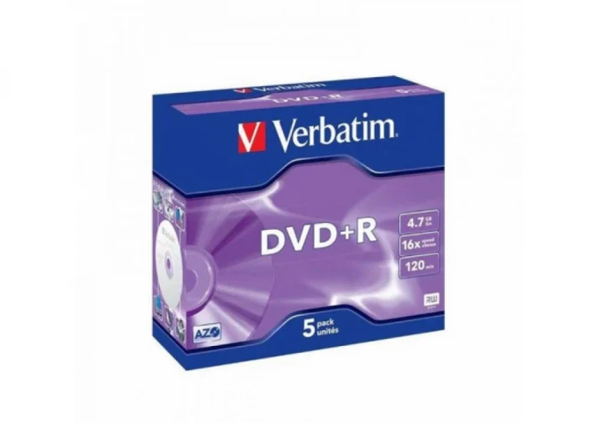VERBATIM DVD+R 4.7GB 16X 43497 JAWEL CASE AZO MATT SILVER 1/5