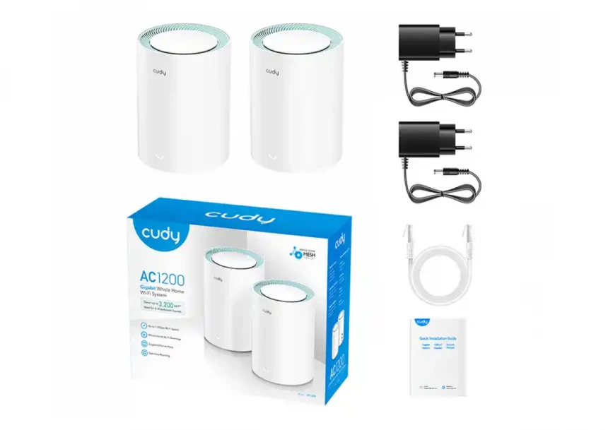 Whole Home Wi-Fi Mesh System Cudy M1200 AC1200 Dual Band (2-Pack)