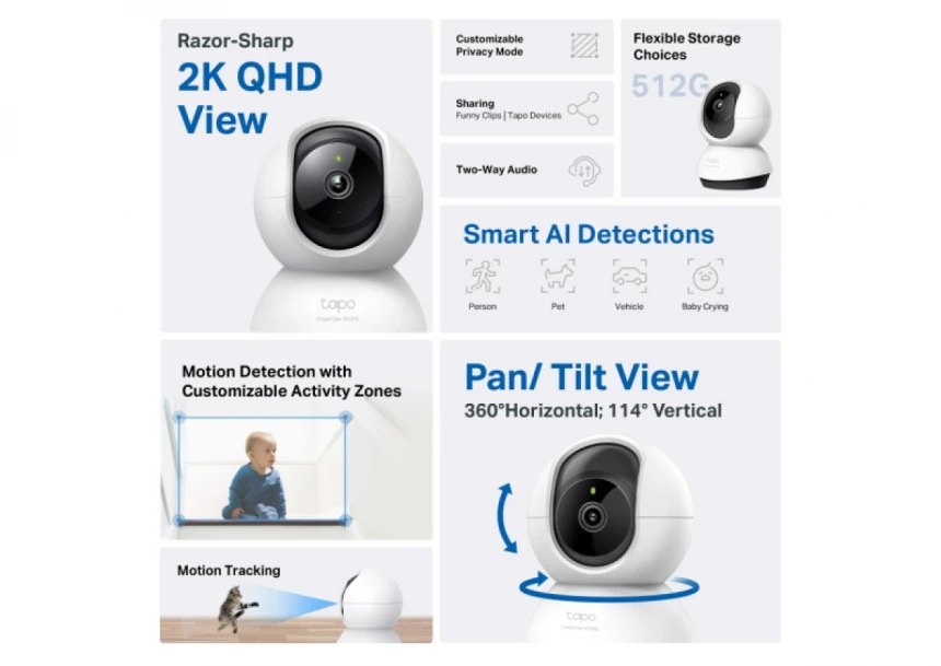 Wi-Fi kamera TP-Link Tapo C220 PZT/4MP/QHD/do 512GB