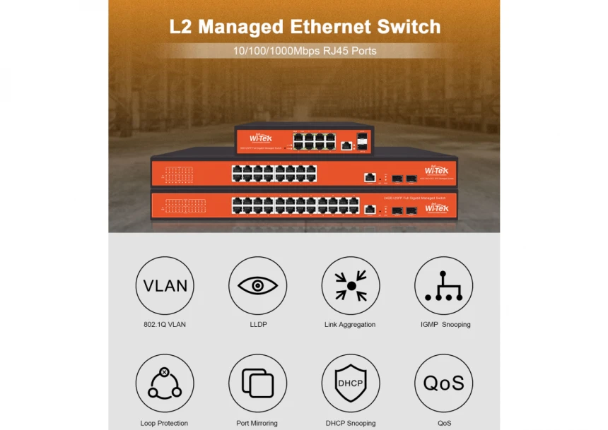 Wi-Tek WI-MS310GF 8GE+2SFP Ports L2 Managed Switch