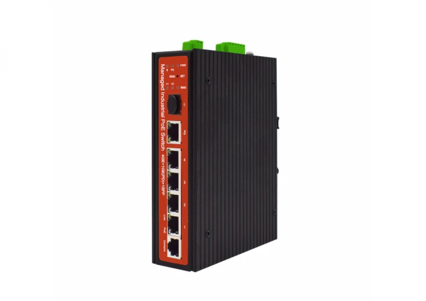 Wi-Tek WI-PMS305GF-I 5GE+1SFP Ports 48V L2 Managed Industrial PoE Switch with 4-Port PoE