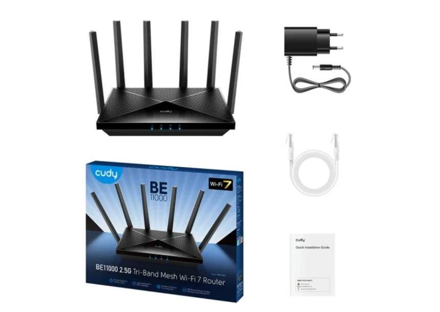 Wireless Mesh Router Cudy WR6500H/BE6500 WiFi 7/2.4+5Ghz Wi-Fi 1W/1x2.5 Gbe WAN+4LAN Gbit/6xEXT
