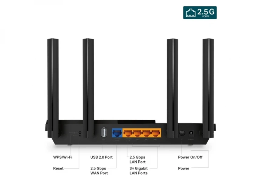 Wireless Router TP-Link Archer AX55 Pro AX3000 Wi-Fi 6/2402Mbps/4x ext antena/5x Lan/1x USB port/