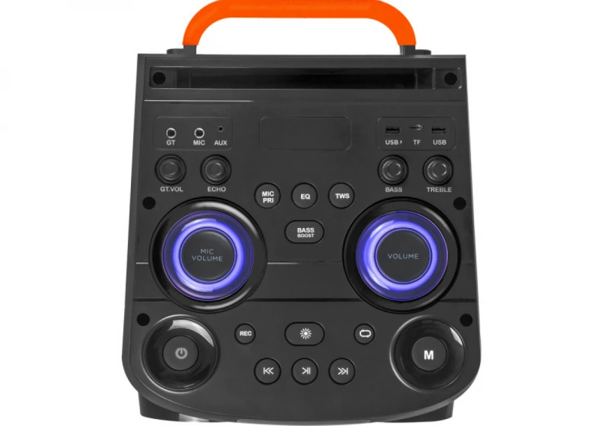 Zvucnik Mikado MD-103KP 200W, 12V 14000mAh USB, Bluetooth, micro SD crni